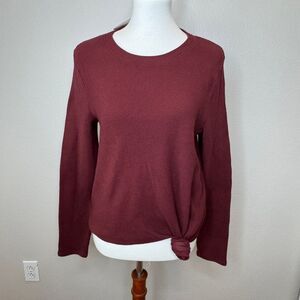 MADEWELL NWT Elwood Knot Front Top LG‎ Dk Red Ribbed Cotton Blend Casual